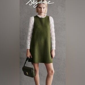 Sezane Vert Green Nicia Mini Dress Size UK 34/ US 2